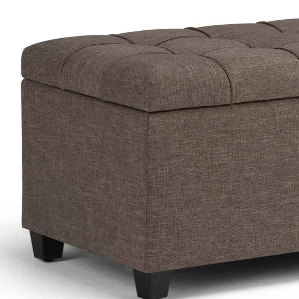 33" Espresso and Fawn Upholstery Storage Ottoman