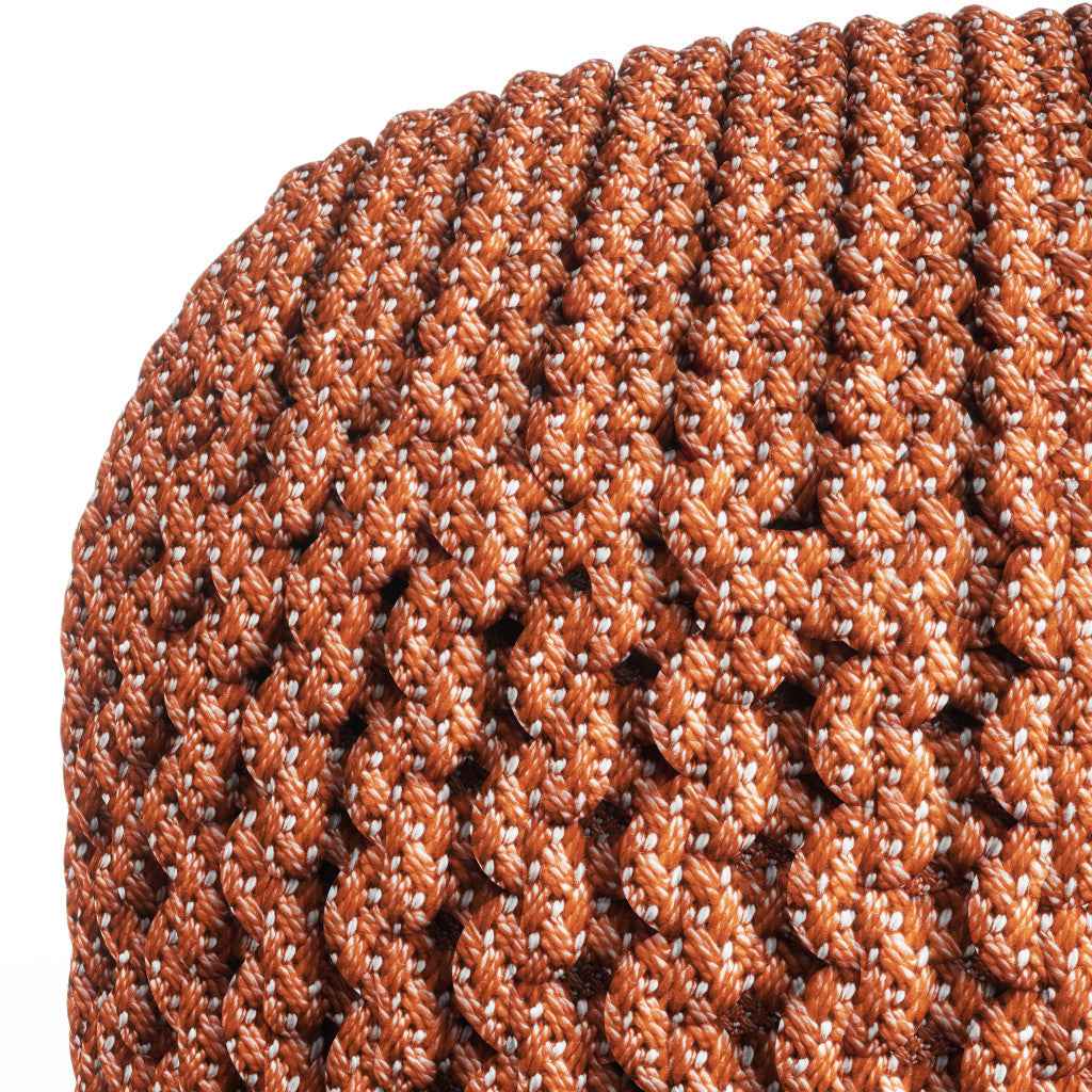 18" Orange Fabric Round Pouf Ottoman