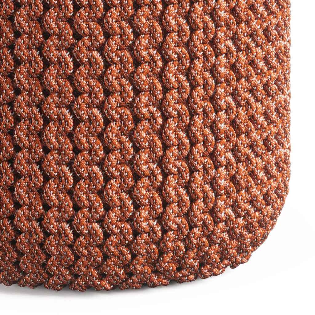 18" Orange Fabric Round Pouf Ottoman