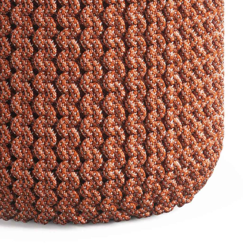 18" Orange Fabric Round Pouf Ottoman