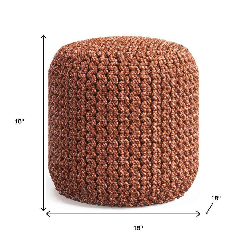 18" Orange Fabric Round Pouf Ottoman