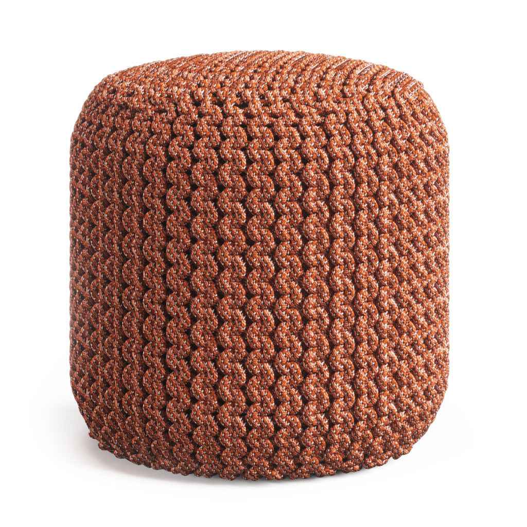 18" Orange Fabric Round Pouf Ottoman