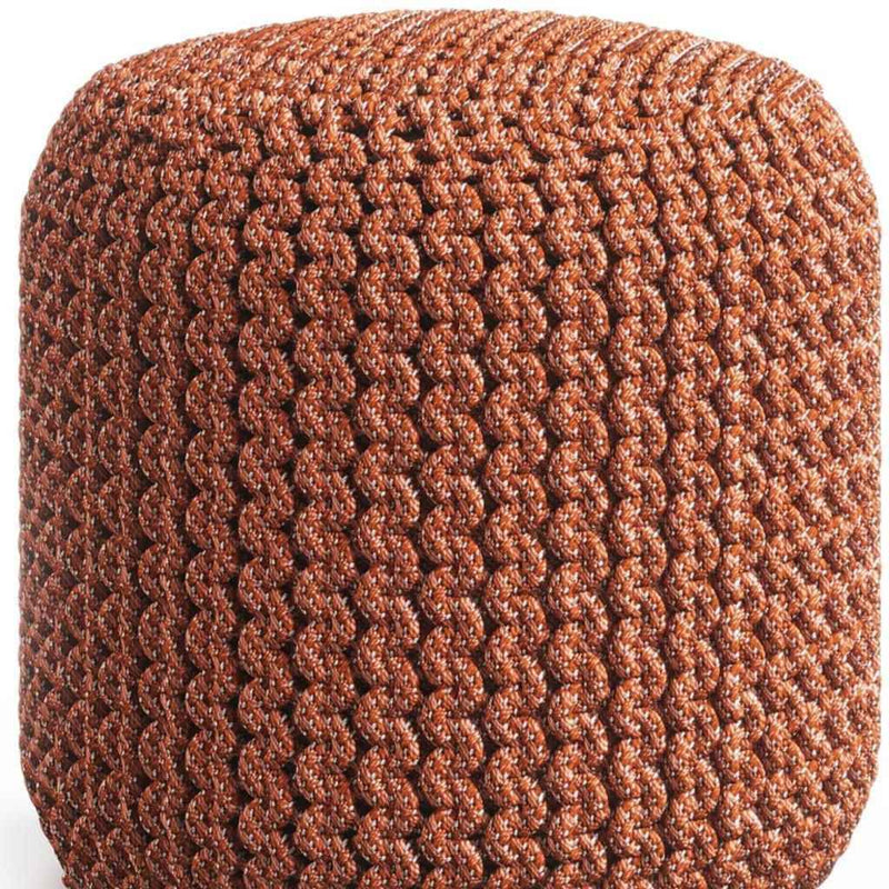 18" Orange Fabric Round Pouf Ottoman