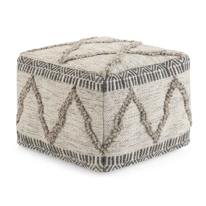 18" Gray Wool Pouf Ottoman