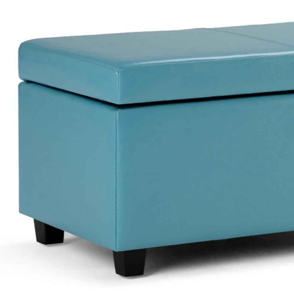 48" Dark Brown and Blue Upholstery Storage Ottoman