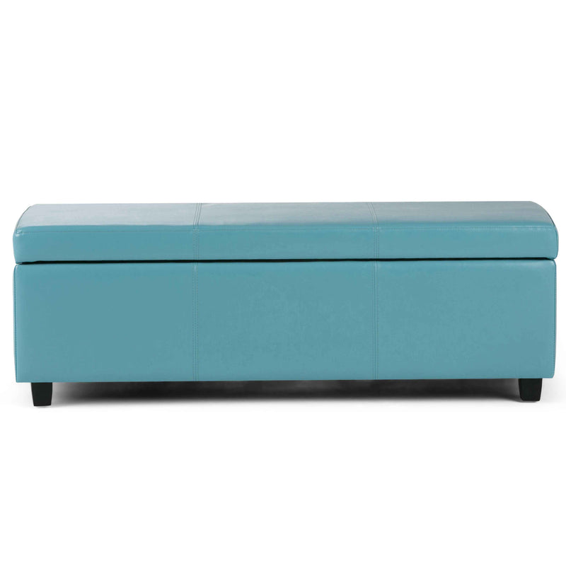 48" Dark Brown and Blue Upholstery Storage Ottoman