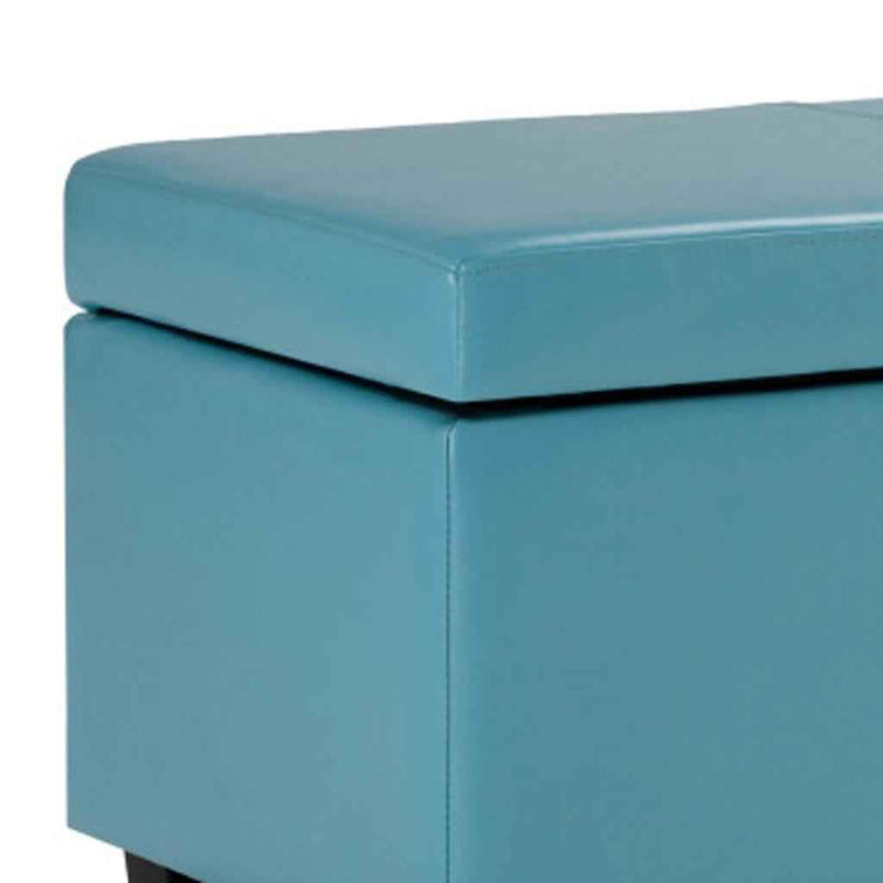 48" Dark Brown and Blue Upholstery Storage Ottoman