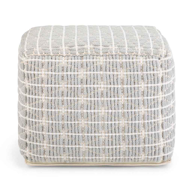 18" Blue Cotton Pouf Ottoman