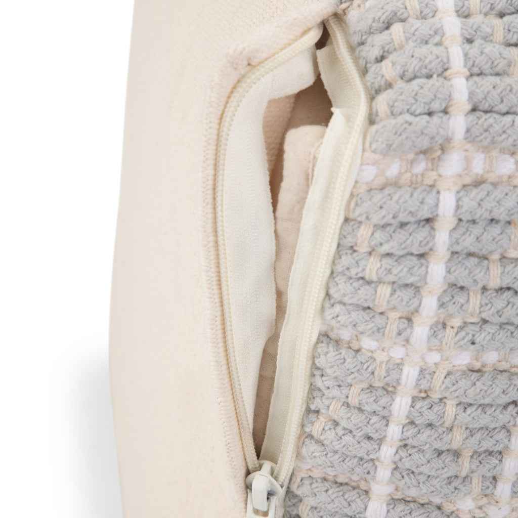 18" Blue Cotton Pouf Ottoman