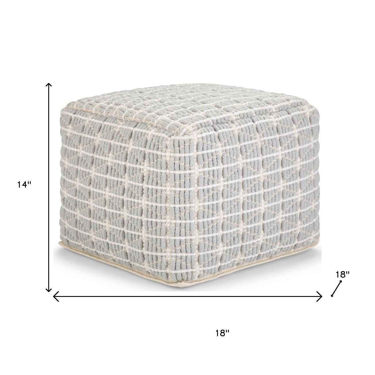 18" Blue Cotton Pouf Ottoman