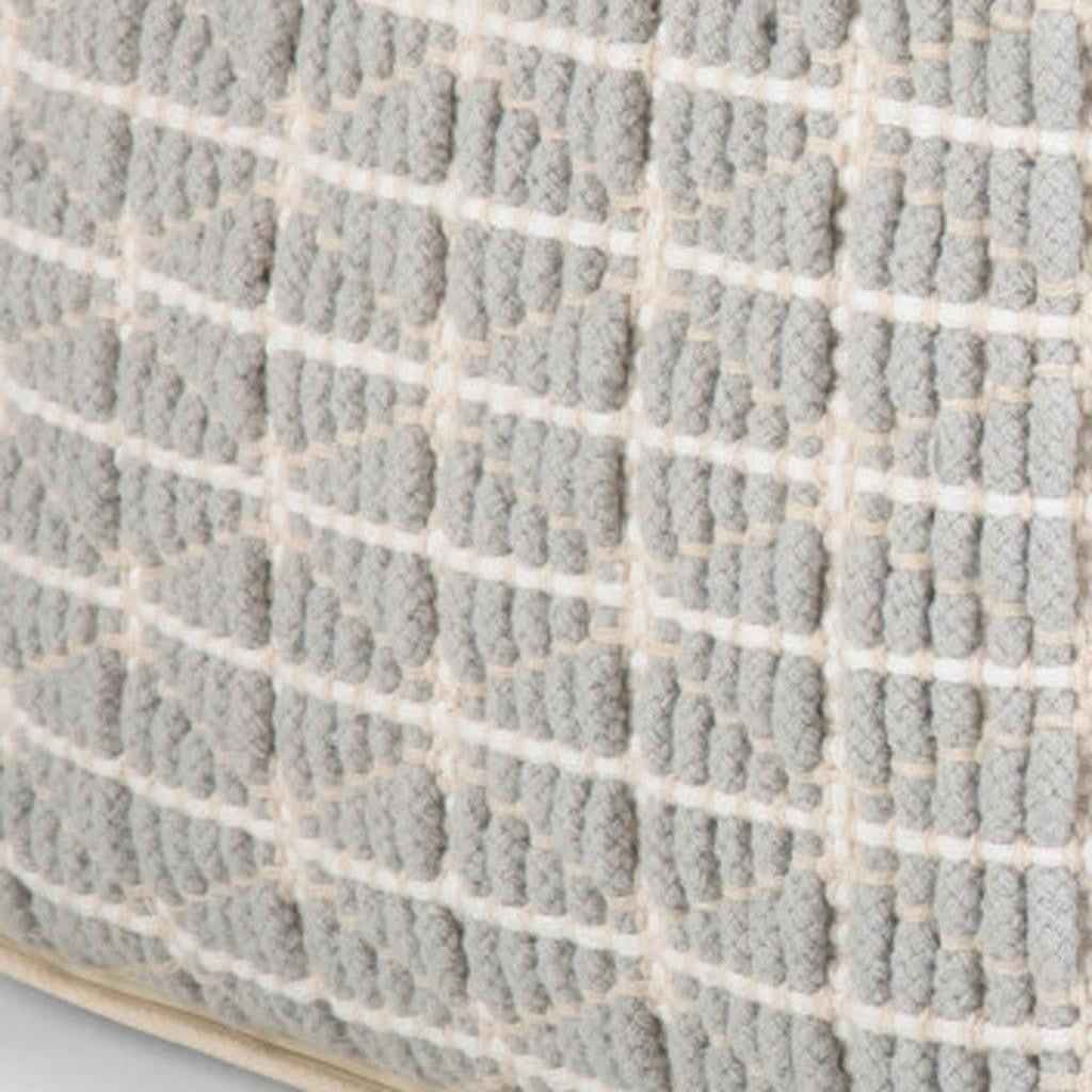 18" Blue Cotton Pouf Ottoman