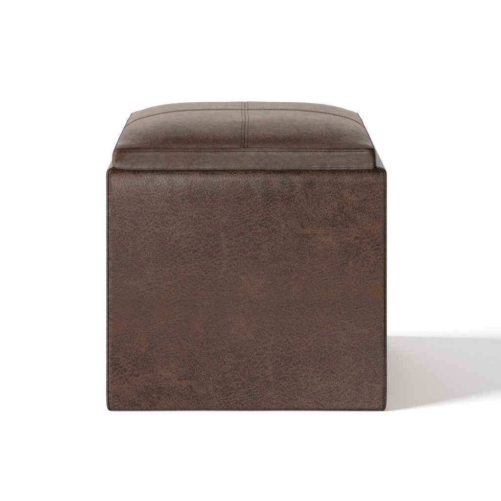 17" Brown Upholstery Storage Ottoman
