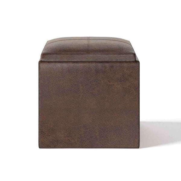 17" Brown Upholstery Storage Ottoman