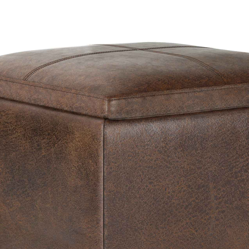 17" Brown Upholstery Storage Ottoman