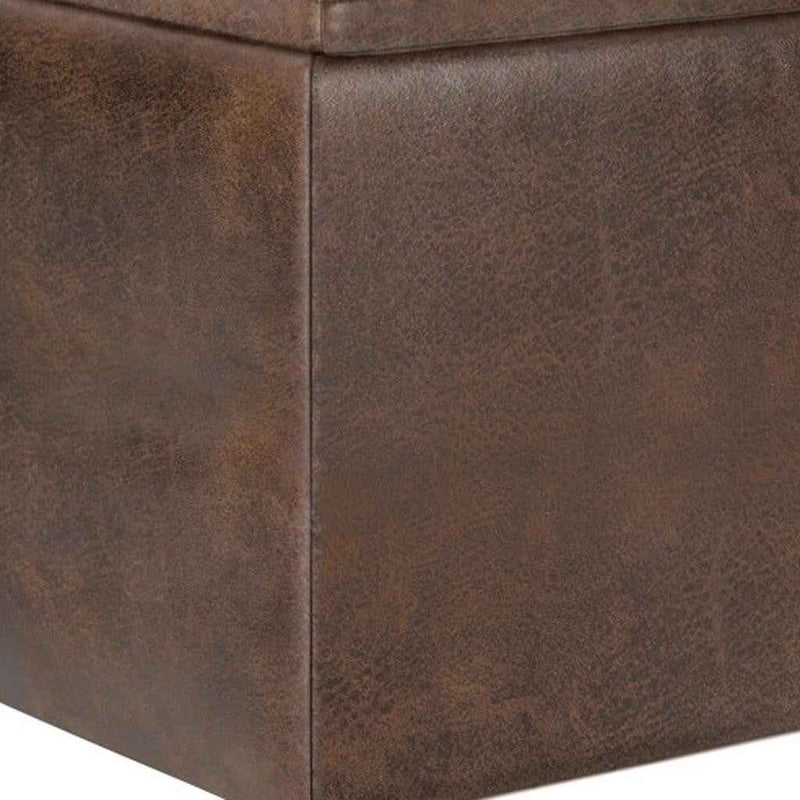 17" Brown Upholstery Storage Ottoman