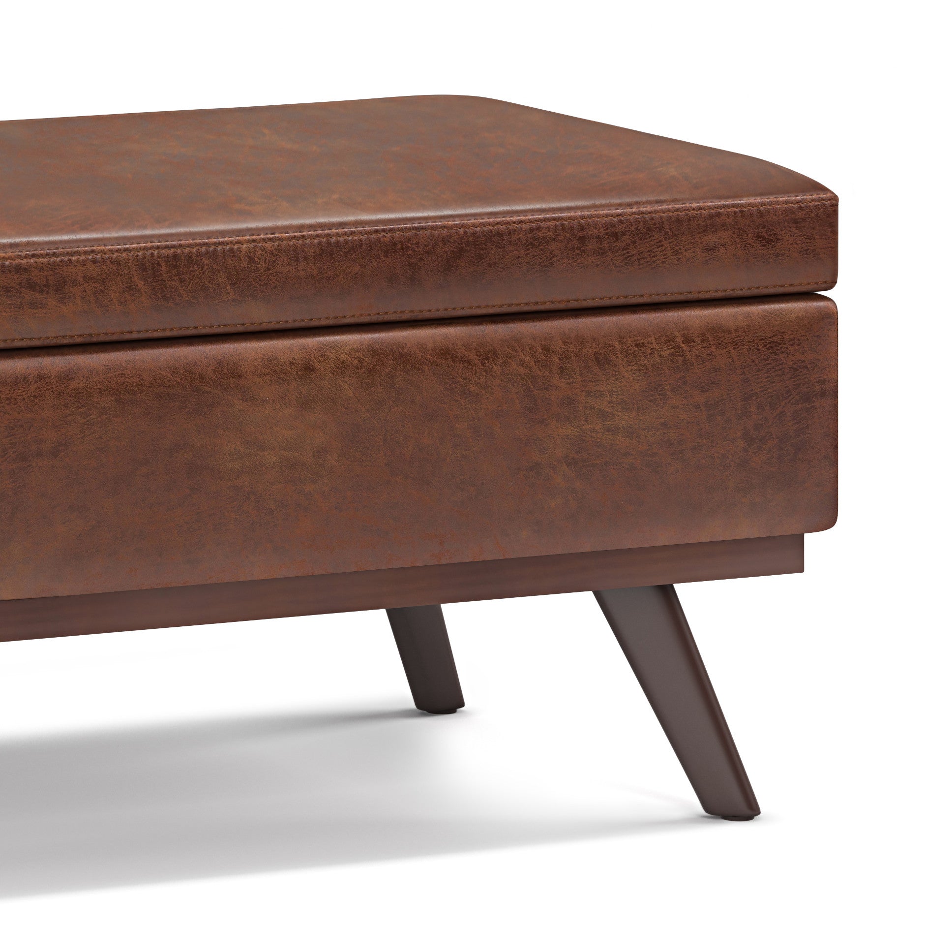 42" Brown Leather Cocktail Ottoman With Storage Default Title