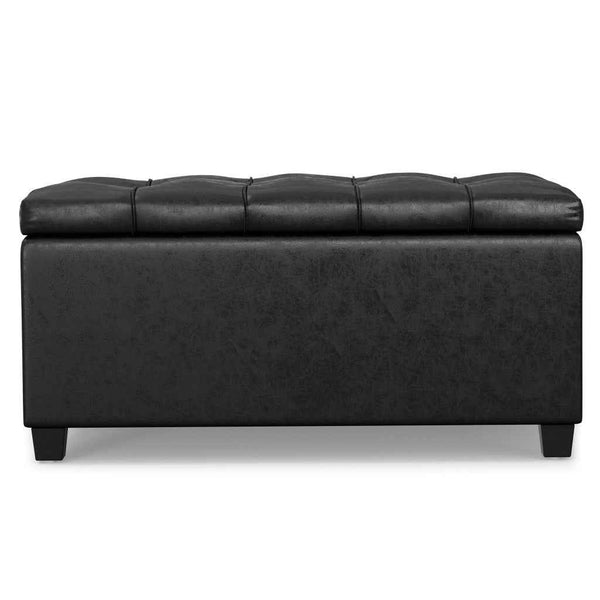 33" Espresso and Black Upholstery Storage Ottoman Default Title