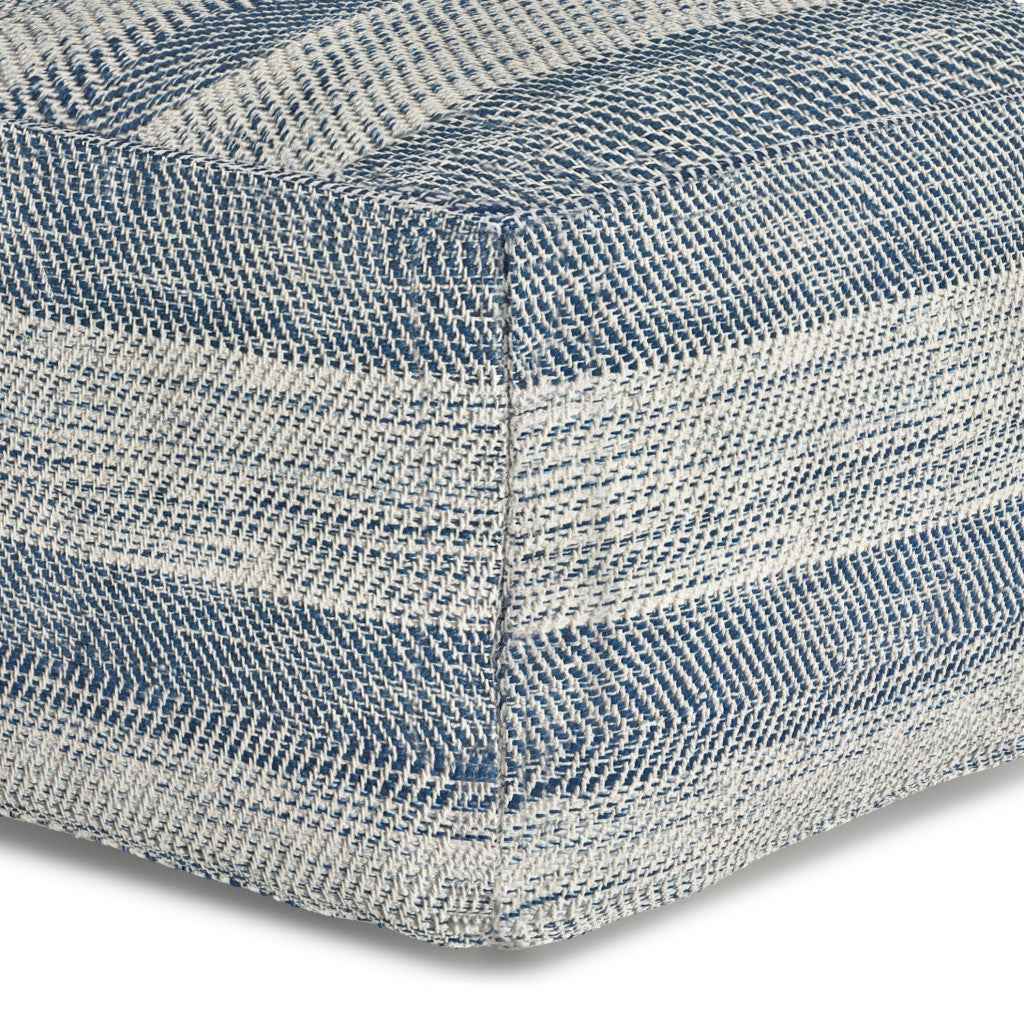 18" Blue Cotton Pouf Ottoman