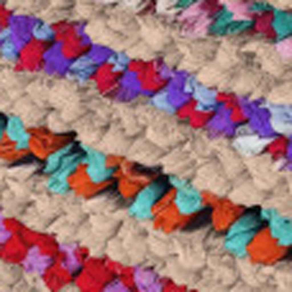 30" Blue Jute Round Pouf Ottoman