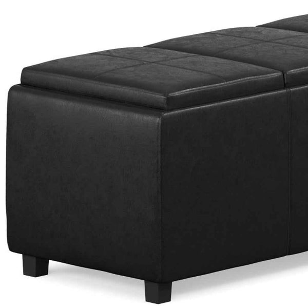 42" Dark Brown and Black Upholstery Storage Ottoman