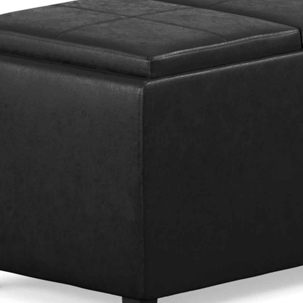 42" Dark Brown and Black Upholstery Storage Ottoman