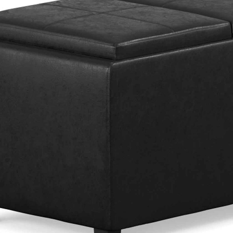 42" Dark Brown and Black Upholstery Storage Ottoman