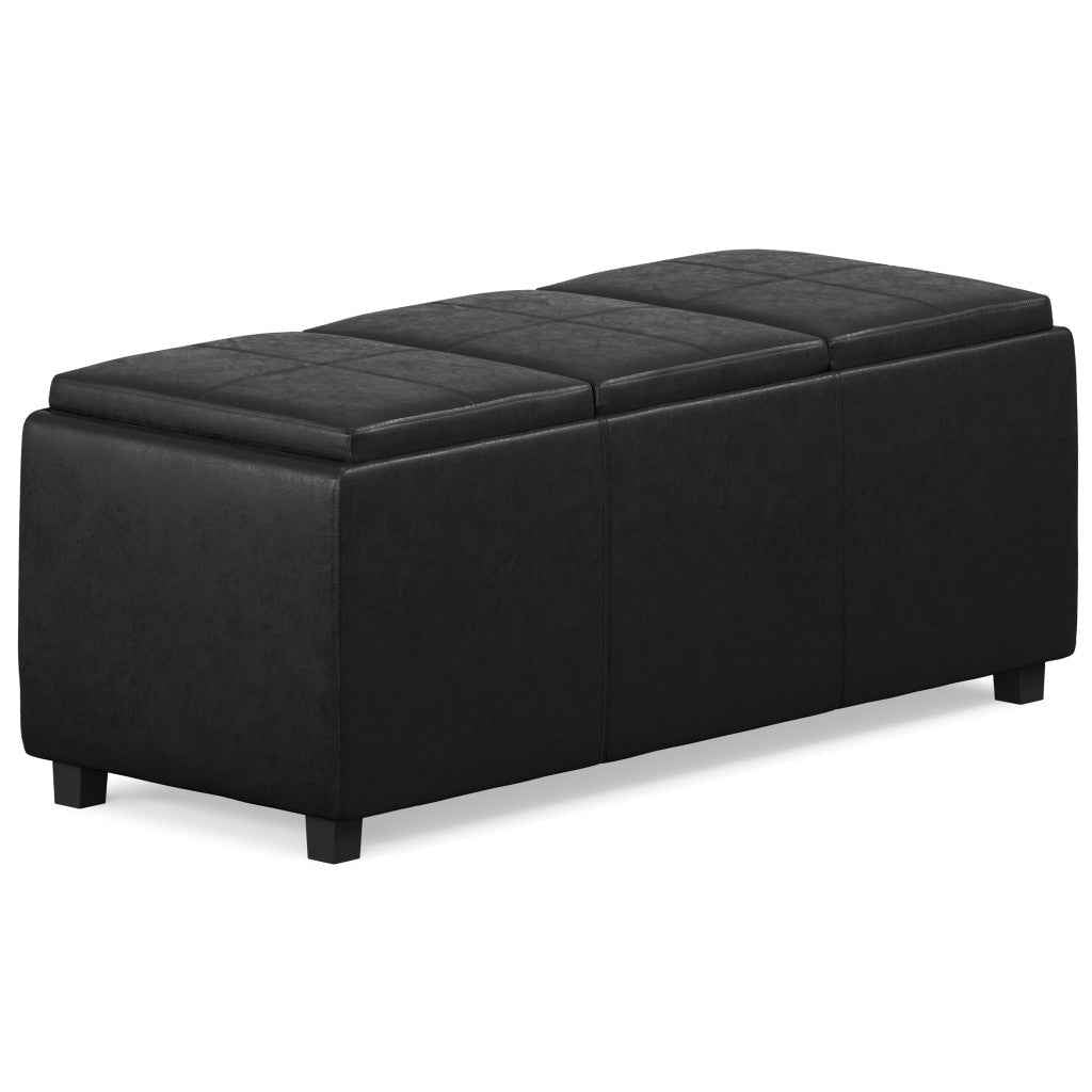 42" Dark Brown and Black Upholstery Storage Ottoman