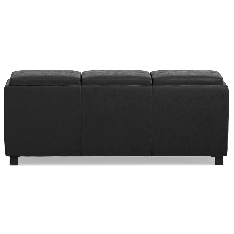 42" Dark Brown and Black Upholstery Storage Ottoman
