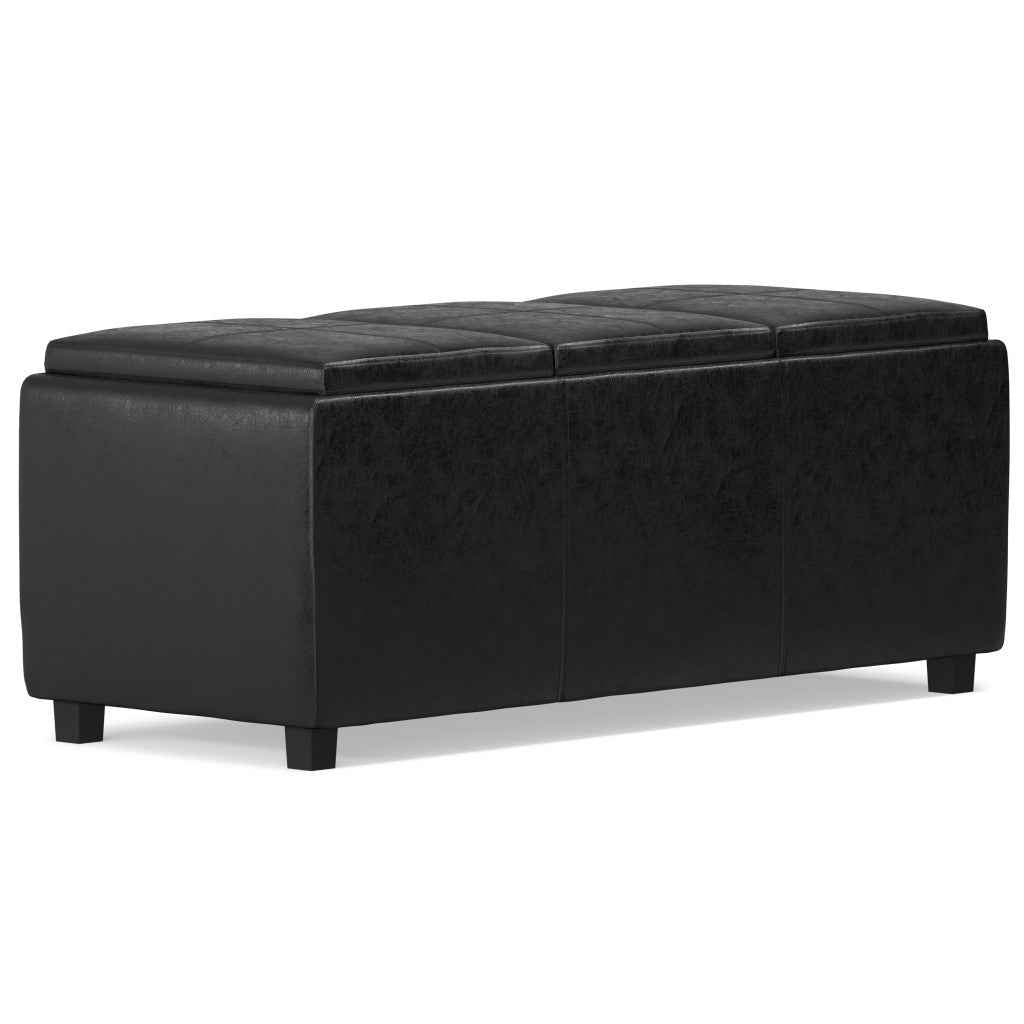 42" Dark Brown and Black Upholstery Storage Ottoman