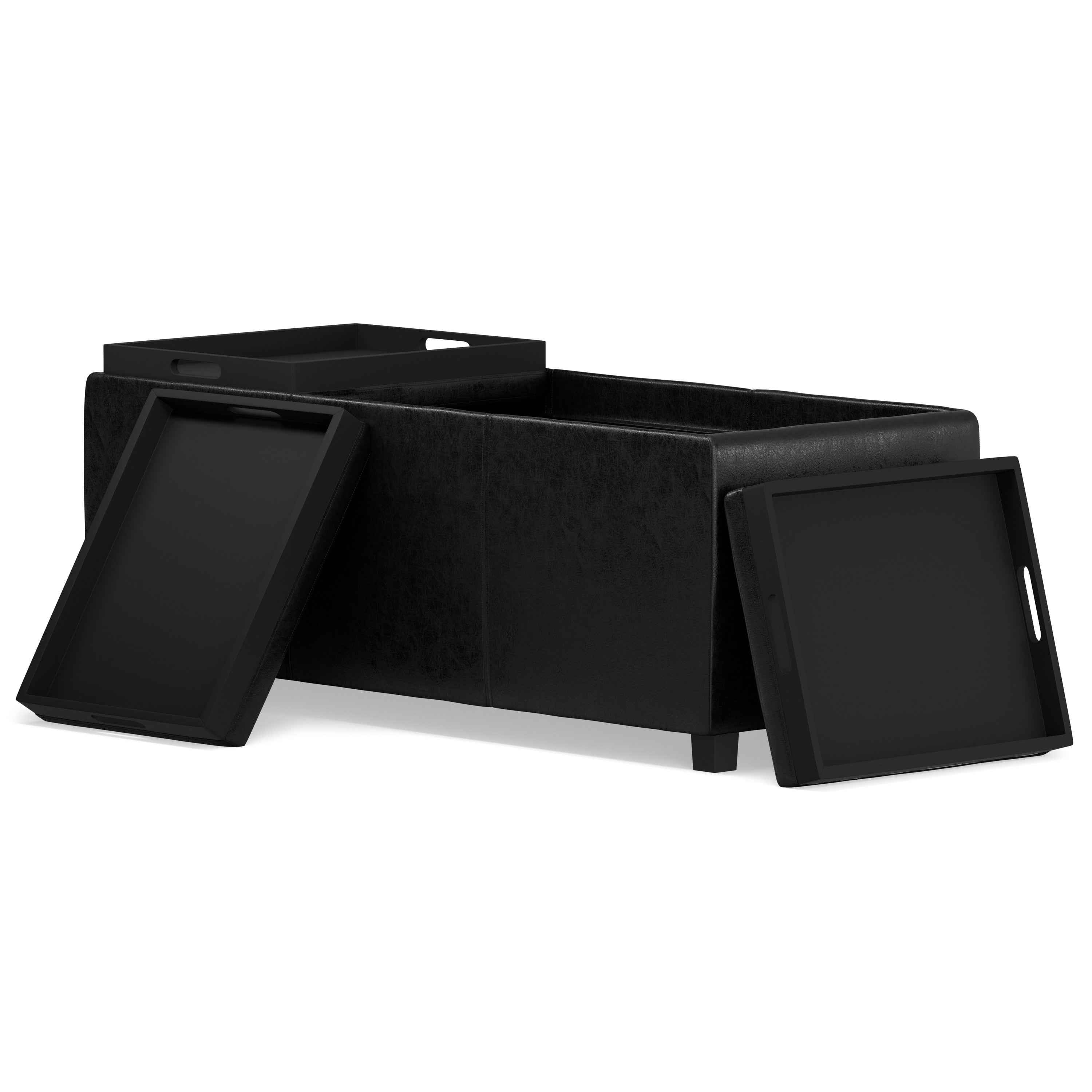 42" Dark Brown and Black Upholstery Storage Ottoman