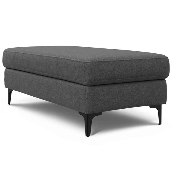 48" Gray and Black Fabric Ottoman