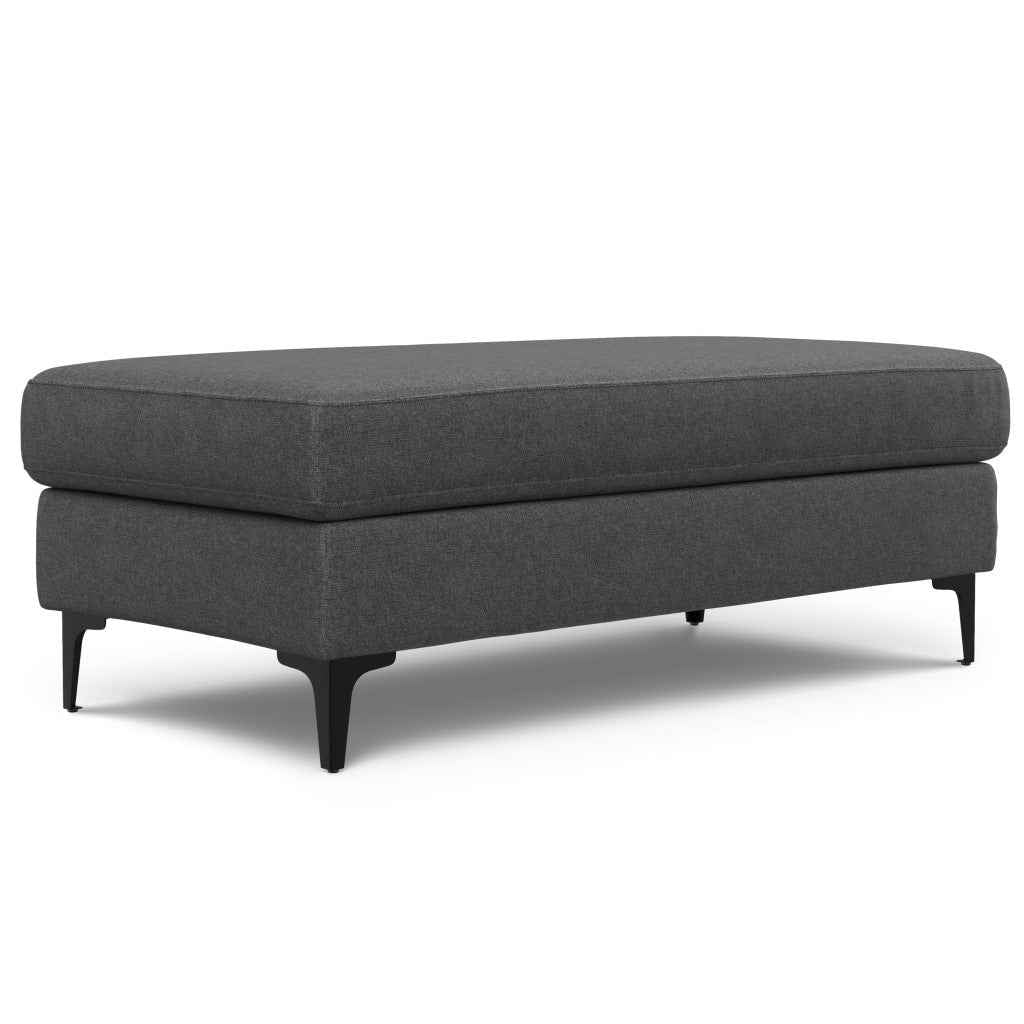 48" Gray and Black Fabric Ottoman