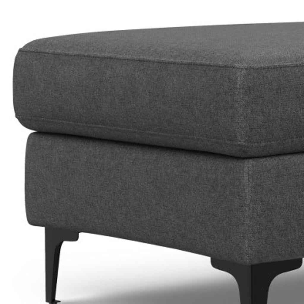 48" Gray and Black Fabric Ottoman