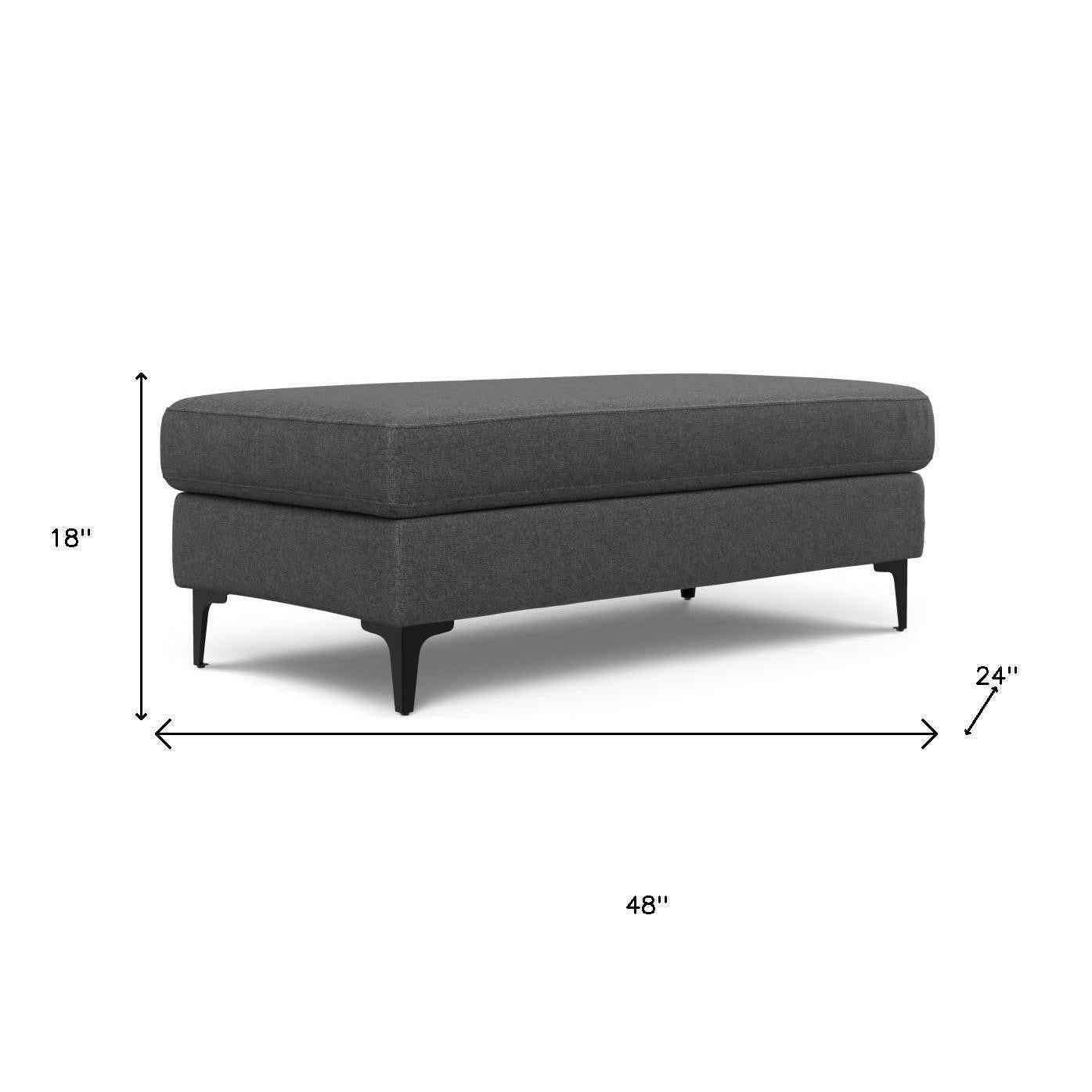 48" Gray and Black Fabric Ottoman