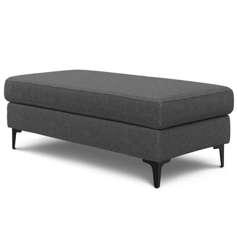 48" Gray and Black Fabric Ottoman