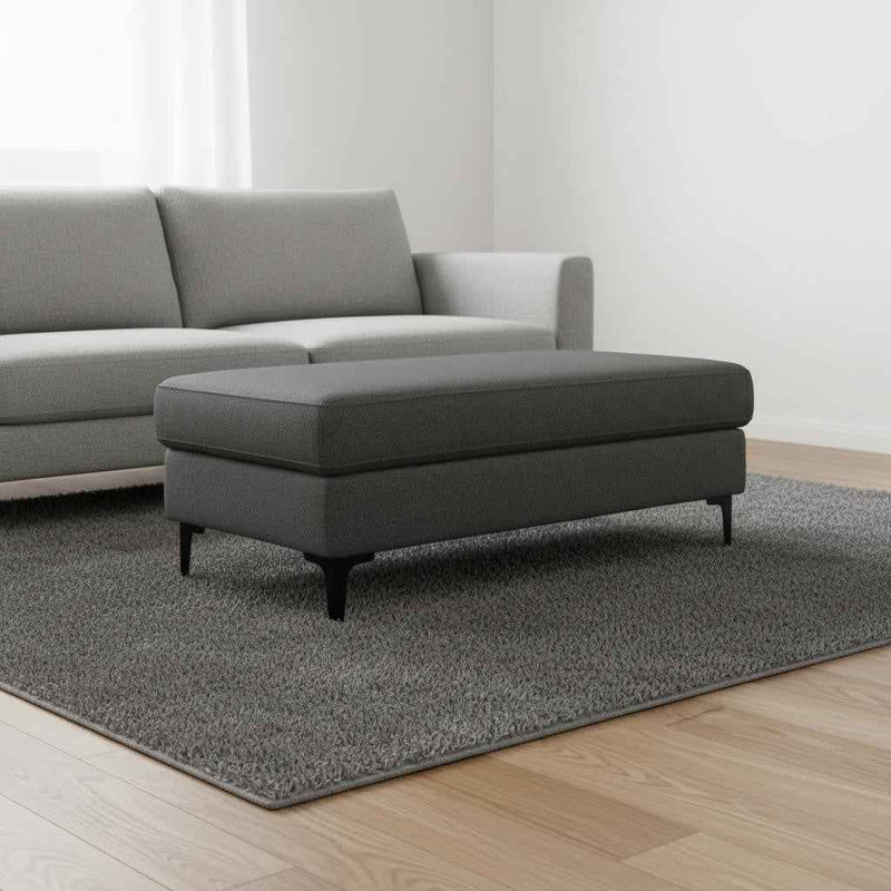 48" Gray and Black Fabric Ottoman