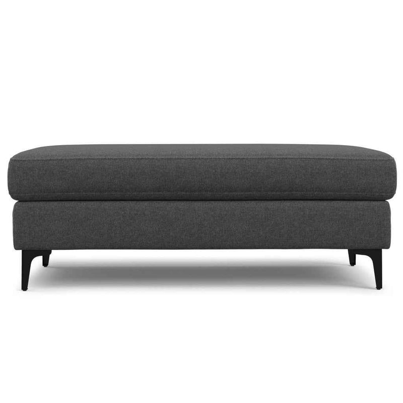 48" Gray and Black Fabric Ottoman
