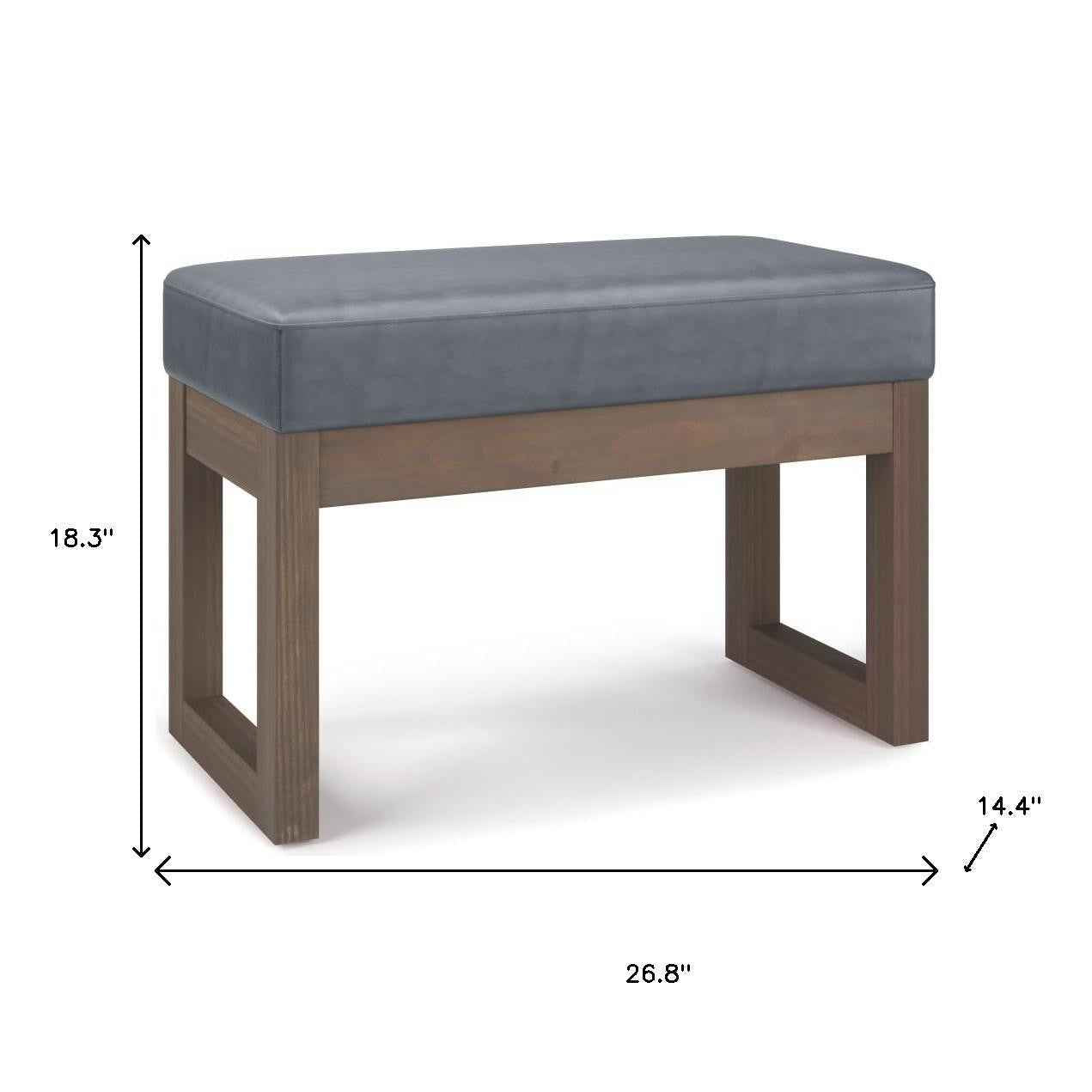 27" Gray and Brown Leather Footstool