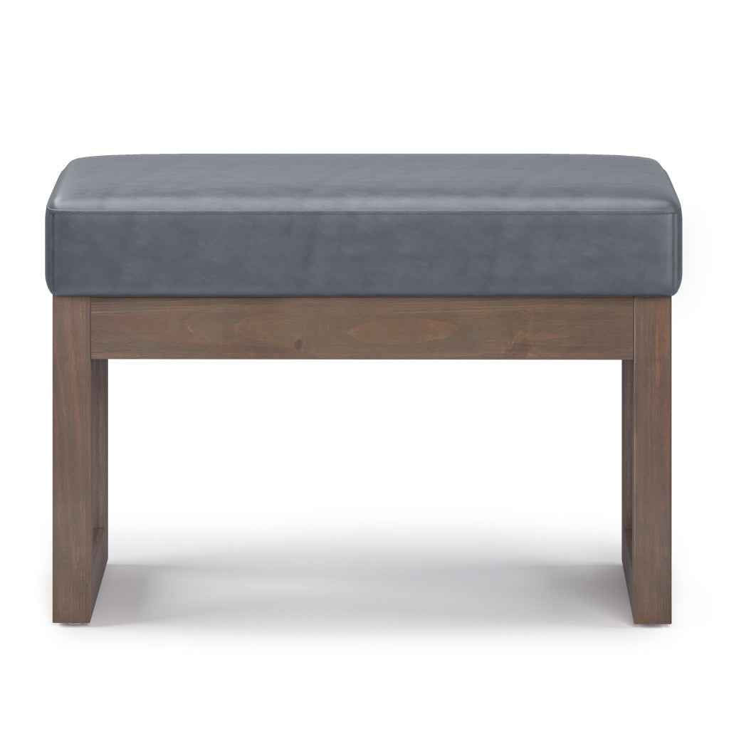 27" Gray and Brown Leather Footstool