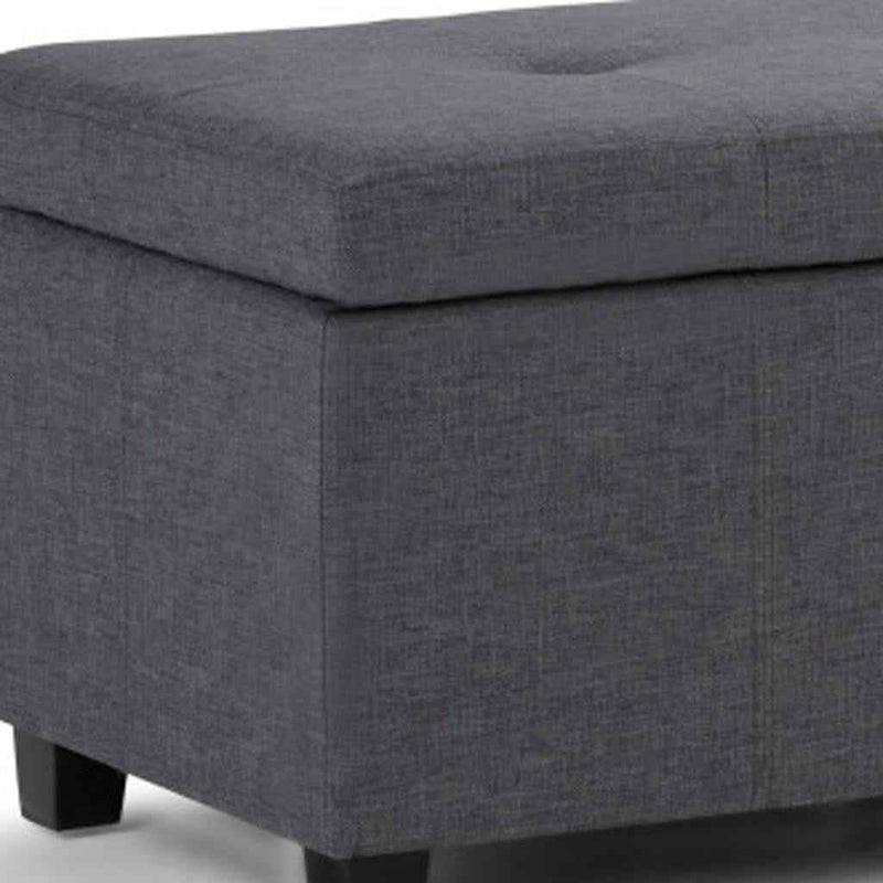 48" Dark Brown and Slate Gray Upholstery Storage Ottoman