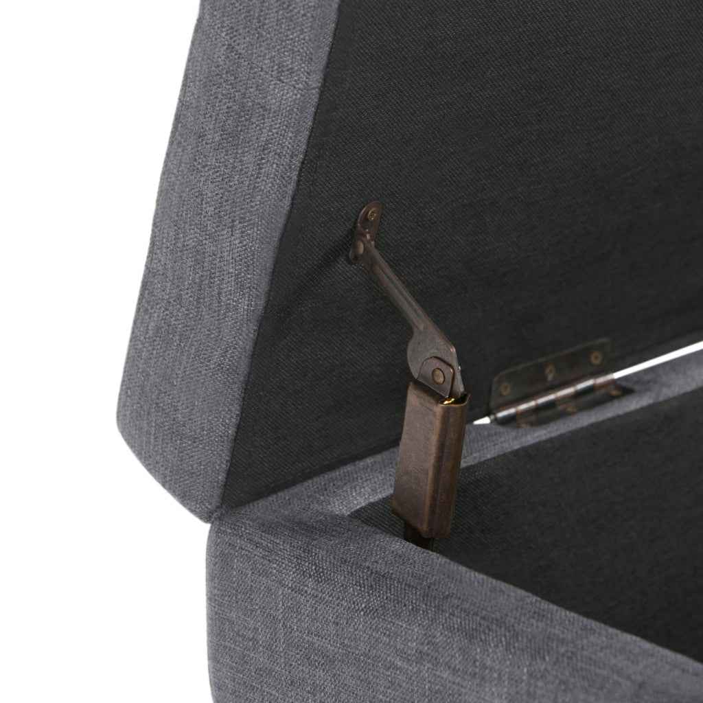 48" Dark Brown and Slate Gray Upholstery Storage Ottoman