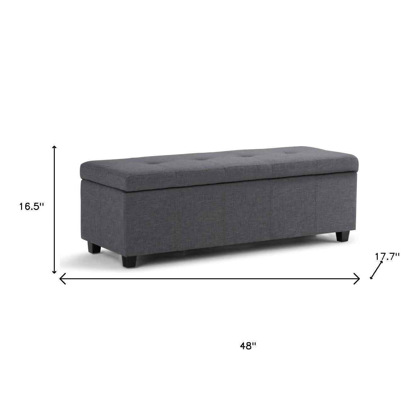 48" Dark Brown and Slate Gray Upholstery Storage Ottoman