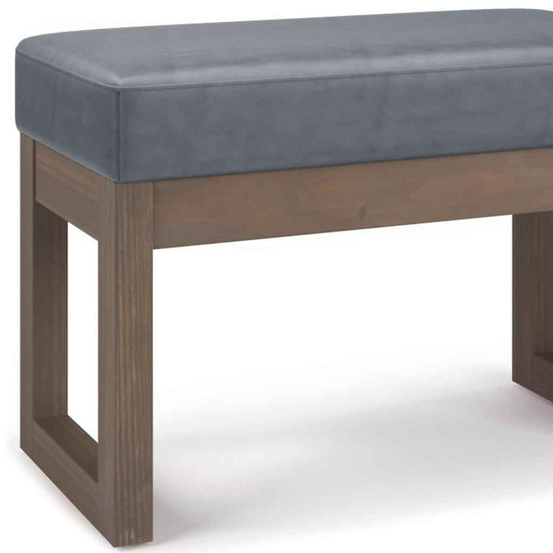 27" Gray and Brown Leather Footstool