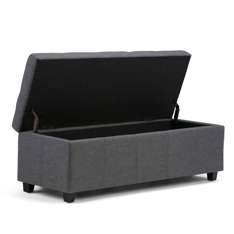 48" Dark Brown and Slate Gray Upholstery Storage Ottoman