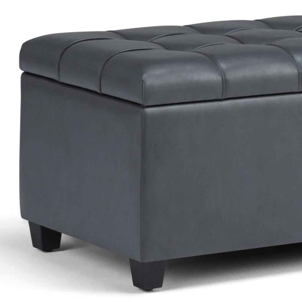 33" Espresso and Gray Upholstery Storage Ottoman