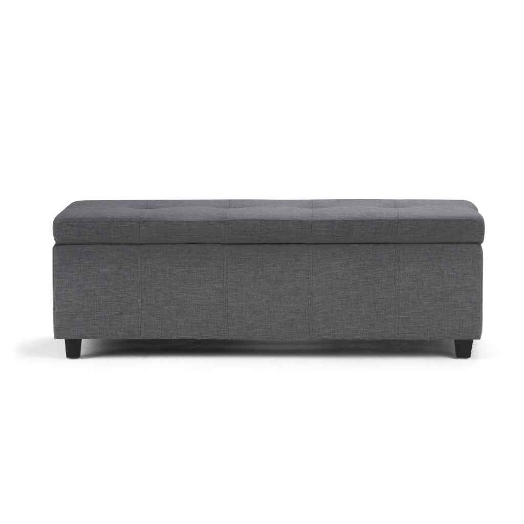 48" Dark Brown and Slate Gray Upholstery Storage Ottoman