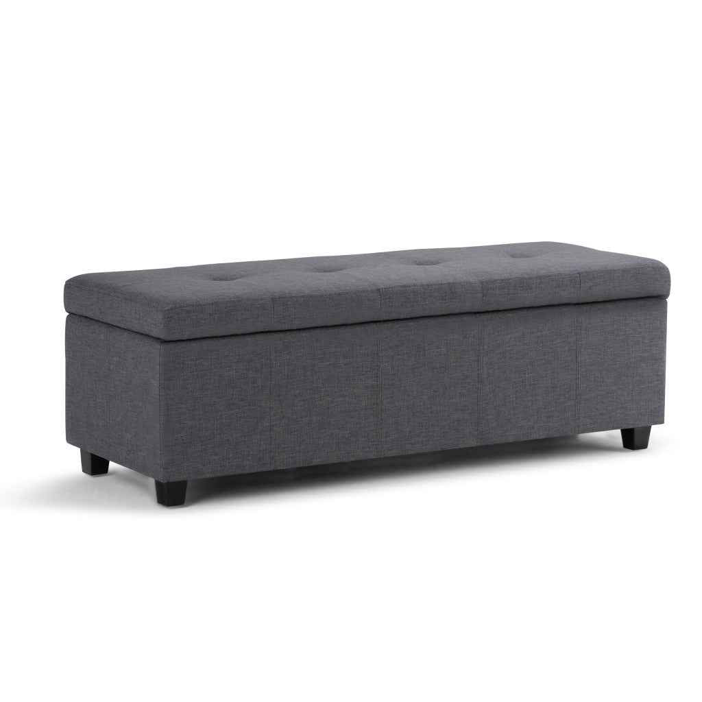 48" Dark Brown and Slate Gray Upholstery Storage Ottoman