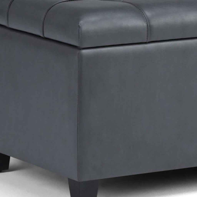 33" Espresso and Gray Upholstery Storage Ottoman