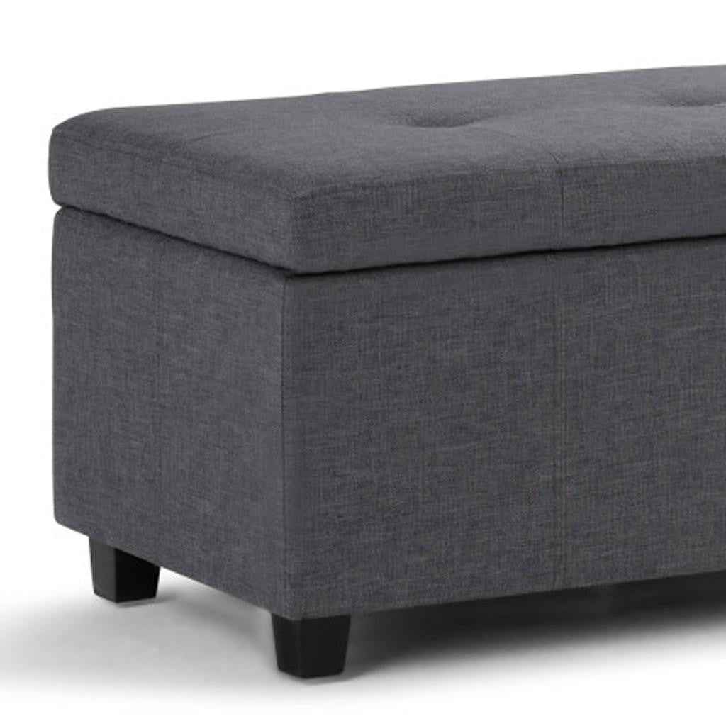 48" Dark Brown and Slate Gray Upholstery Storage Ottoman