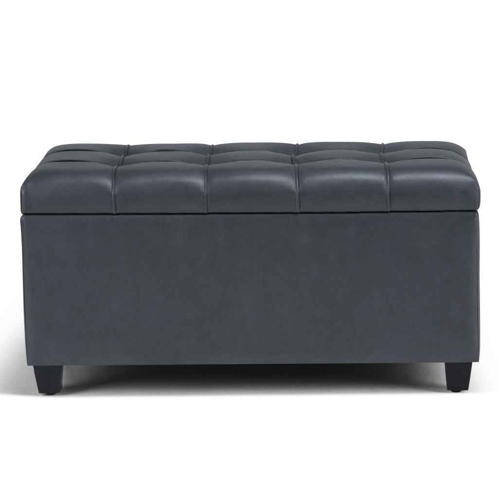 33" Espresso and Gray Upholstery Storage Ottoman